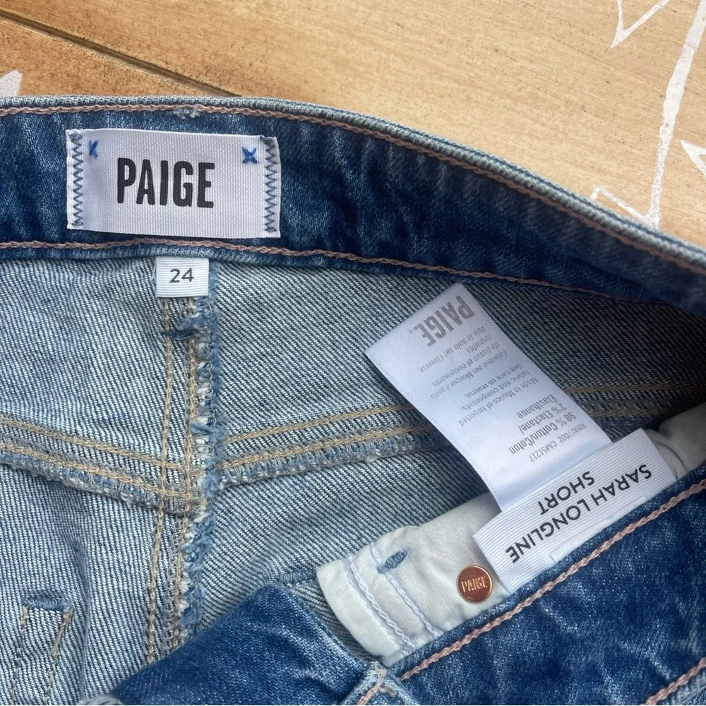NWT Paige High Rise Distressed Jean Shorts Size 24
